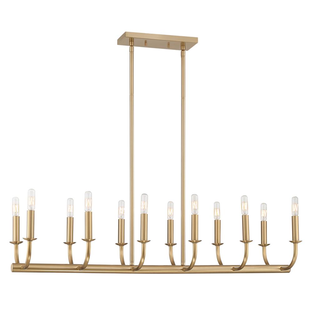 Bailey 12 Light Aged Brass Linear Chandelier