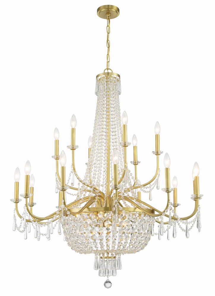 Haywood 22 Light Aged Brass Chandelier