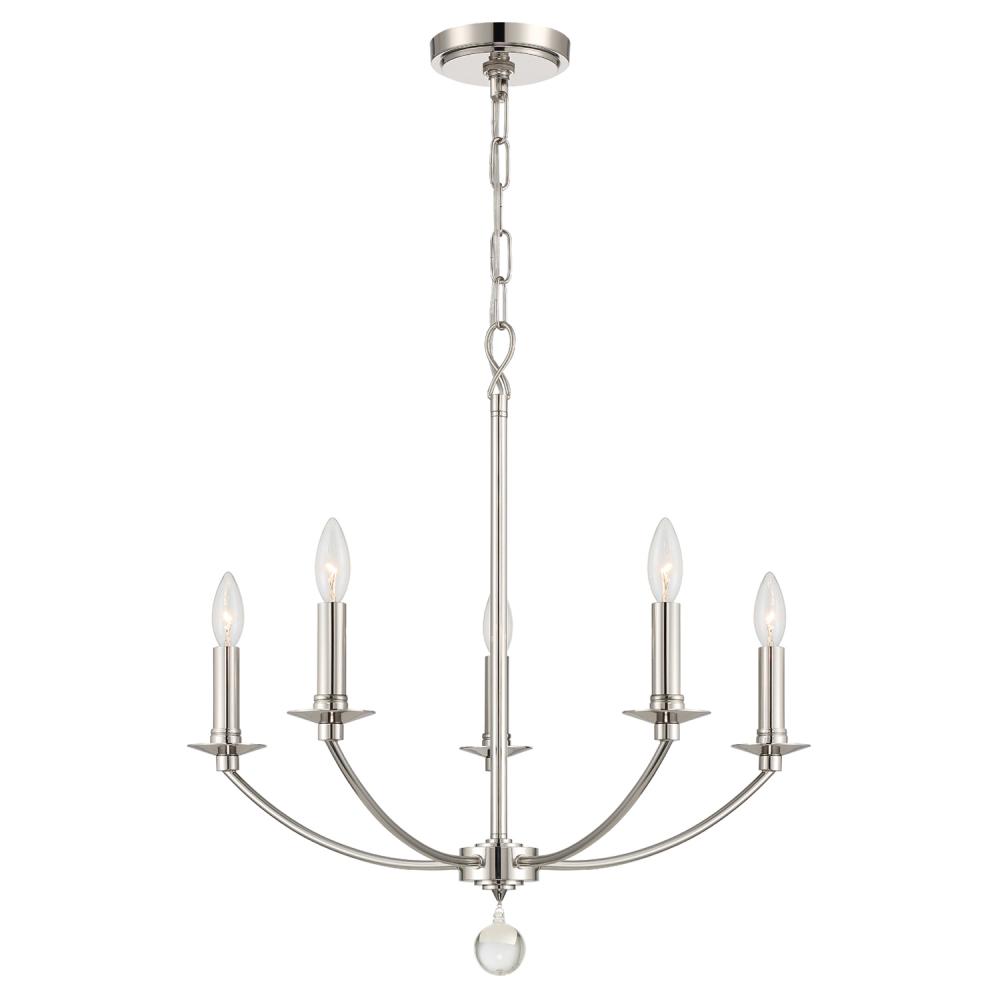 Mila 23'' Polished Nickel Chandelier