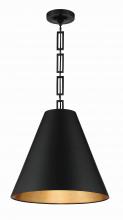 Crystorama 8687-MK-GA - Brian Patrick Flynn Alston 3 Light Matte Black + Antique Gold Pendant