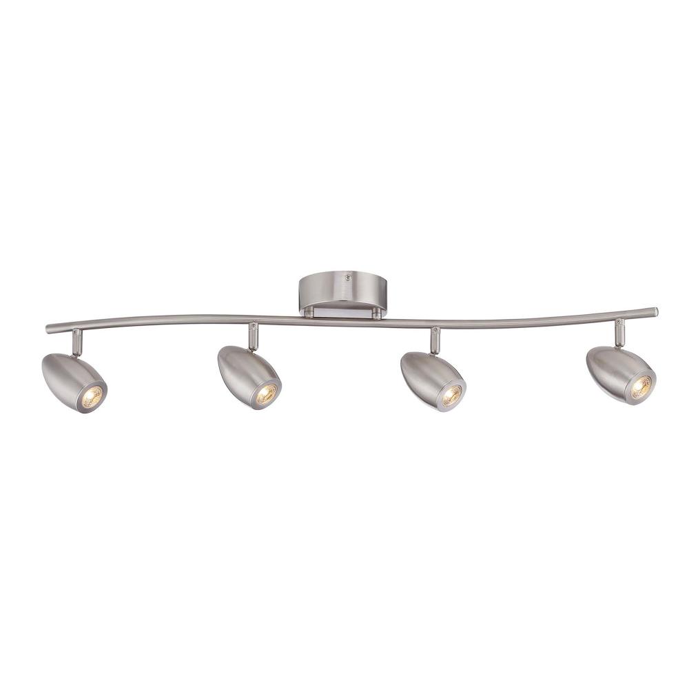 Track Fixture - Brushed Nickel; 4 Bullet heads; curved bar