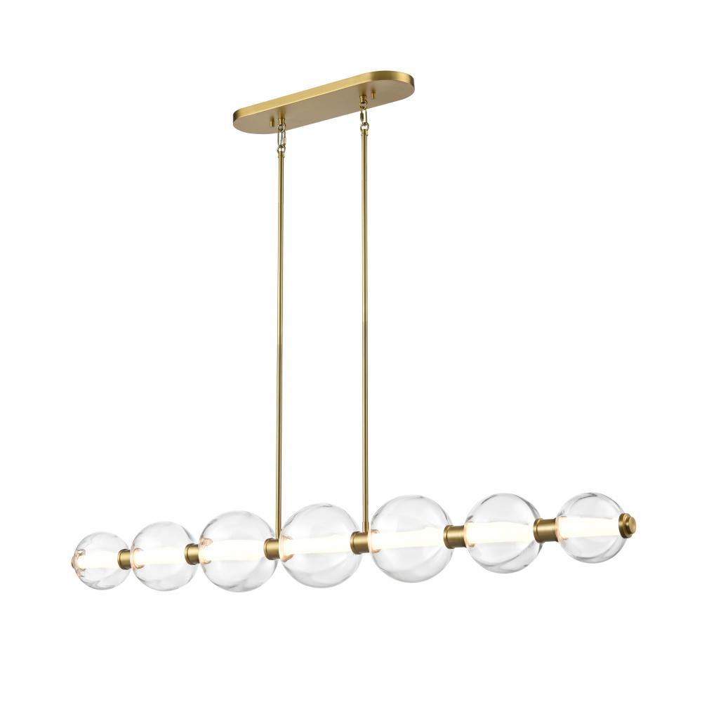 GLIMMER 52" LINEAR, BRASS W/PUMPKIN GLASS