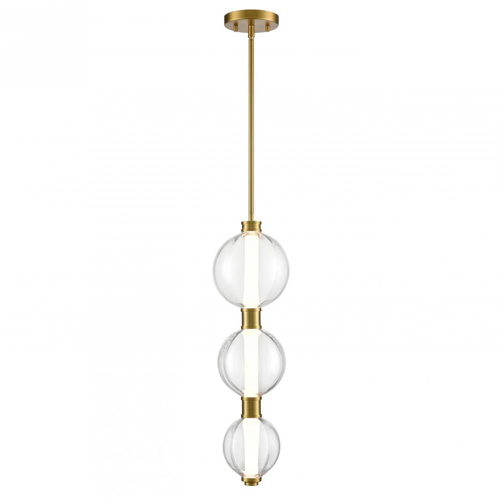 GLIMMER PENDANT, BRASS W/PUMPKIN GLASS