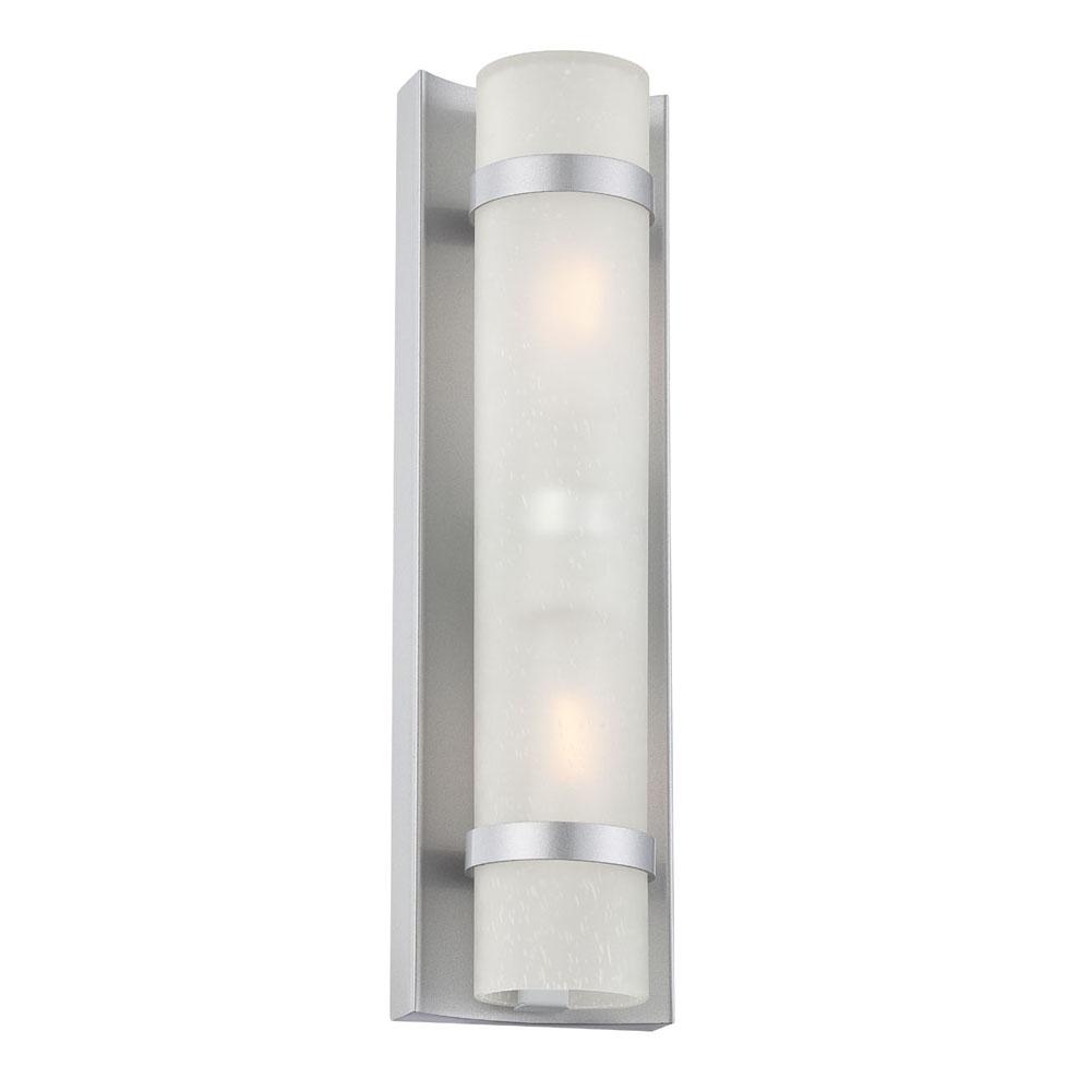 Apollo Collection Wall-Mount 2-Light Outdoor Brushed Silver Light Fixture