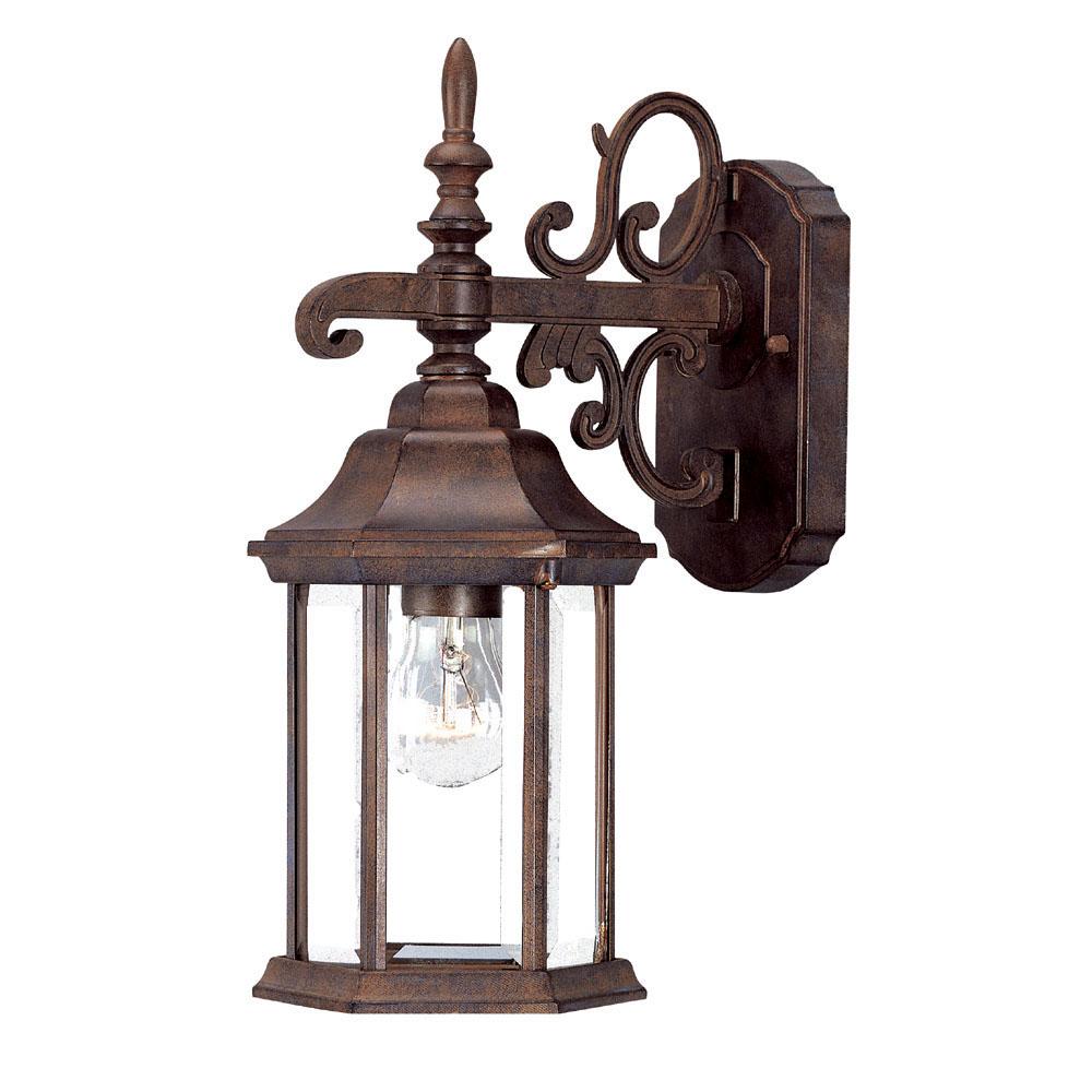 Madison Collection Wall-Mount 1-Light Outdoor Burled Walnut Light Fixture