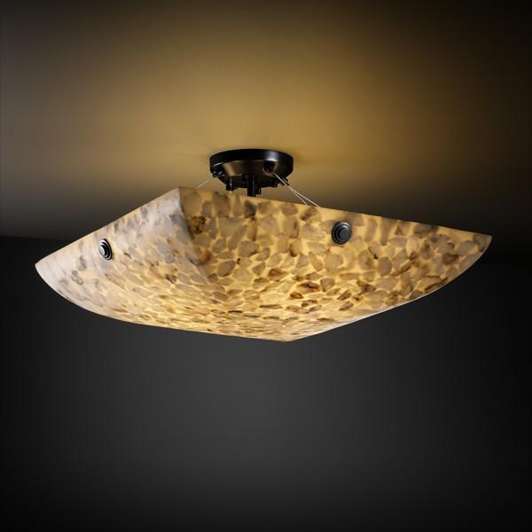 36" Semi-Flush Bowl w/ Pair Square Finials