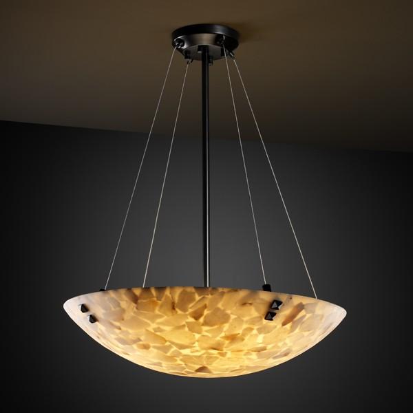 48" LED Pendant Bowl w/ Pair Square w/ Points Finials