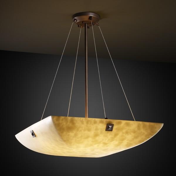 36" Pendant Bowl w/ CONCENTRIC SQUARES FINIALS