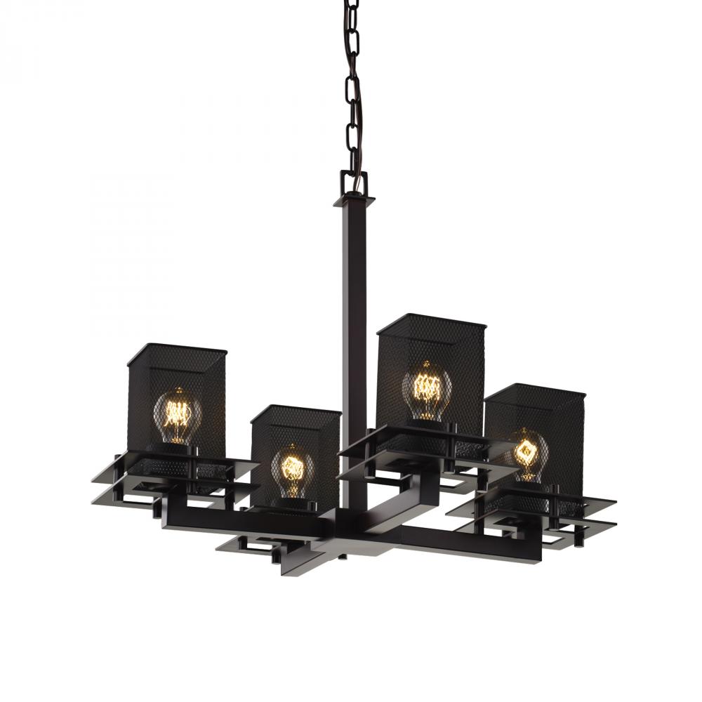 Metropolis 4-Light Chandelier - Uplight (2 Flat Bars)