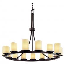 Justice Design Group CNDL-8715-14-CREM-DBRZ - Dakota 15-Light 1-Tier Ring Chandelier