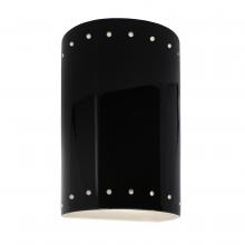 Justice Design Group CER-0995W-BLK-LED1-1000 - Small LED Cylinder w/ Perfs - Open Top & Bottom (Outdoor)