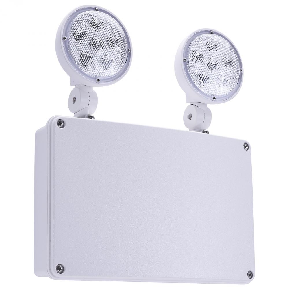 Emergency Light; 120-347V; 2HR Backup; Universal Mounting; Wet Location; White Finish
