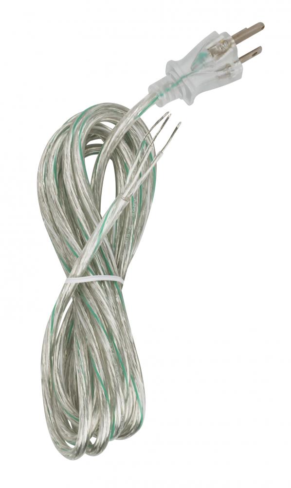 10 Foot 18/3 SVT 105C Heavy Duty Cord Set; Clear Silver Finish; 100 Carton; 3 Prong Molded Plug;