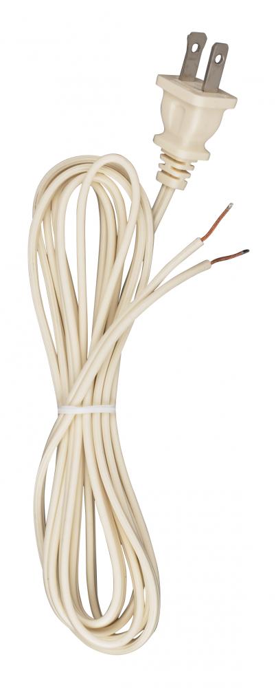 8 Foot 18/2 SPT-1 105C Cord Set; Ivory Finish; 36" Hank; 200 Carton; Molded Polarized Plug;