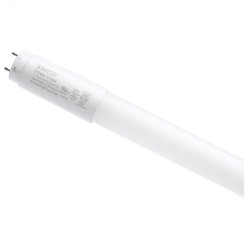 11.5 Watt T8 LED; 48 Inch; 30K/35K/40K/50K/65K CCT Selectable; Low Optical Flicker (less than 5%);