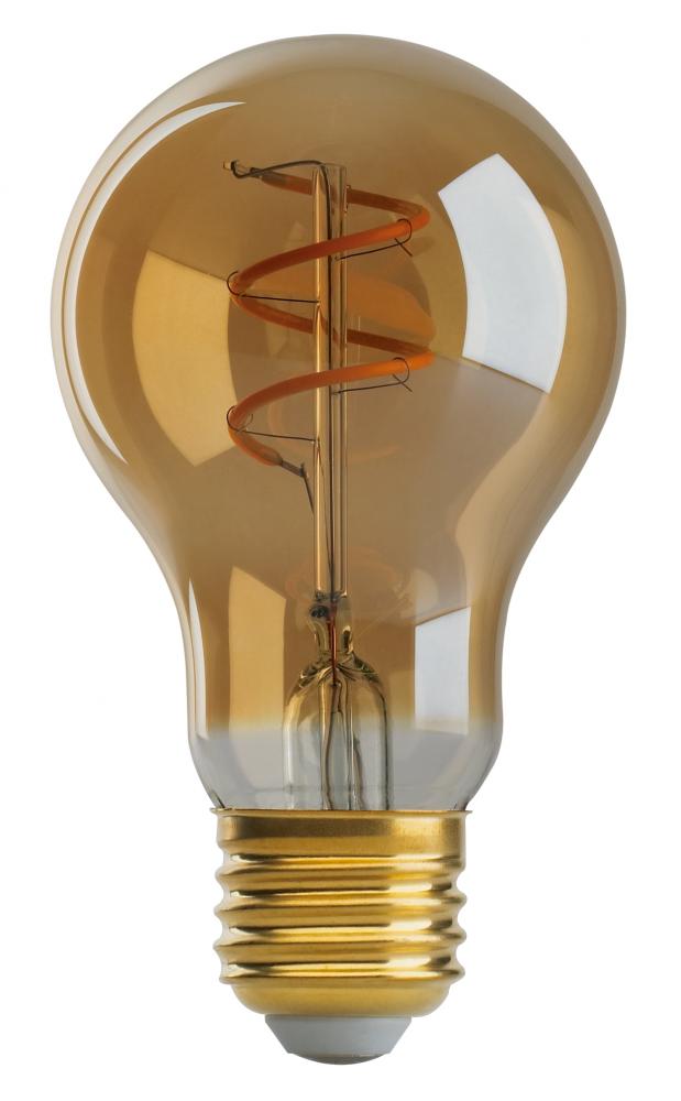 4.5 Watt A19 LED Filament; Amber; Medium base; 2000K; 260 Lumens; 120 Volt