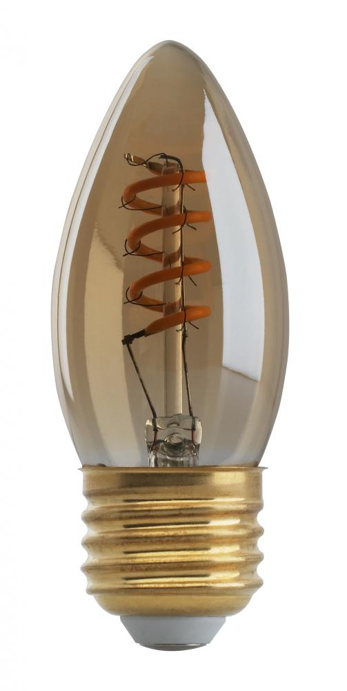 2.3 Watt B10 LED Filament; Amber; Medium base; 2000K; 120 Lumens; 120 Volt