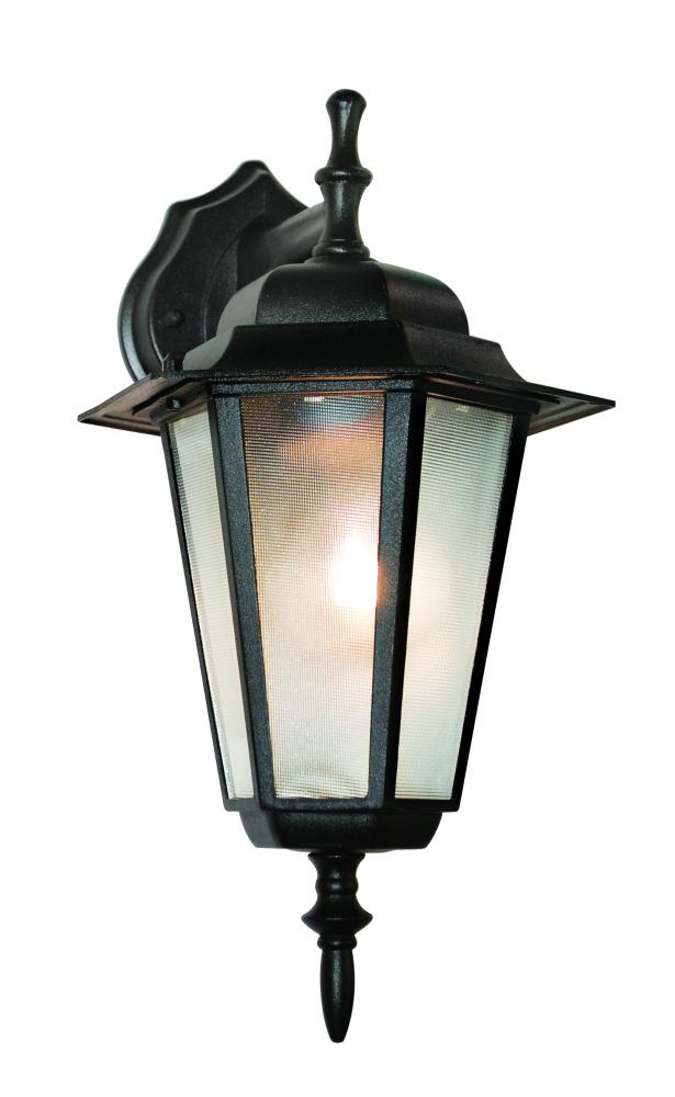 Alexander Outdoor 1-Light Frosted Glass and Metal Coach Wall Lantern