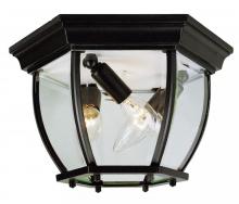 Trans Globe 4906 BK - Angelus 3-Light, Beveled Glass, Outdoor Flush Mount Ceiling Light with Open Base