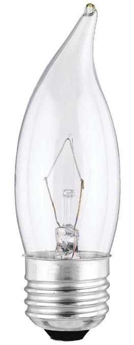 25W CA10 Flame Tip Incandescent Clear E26 (Medium) Base, 120 Volt, Box