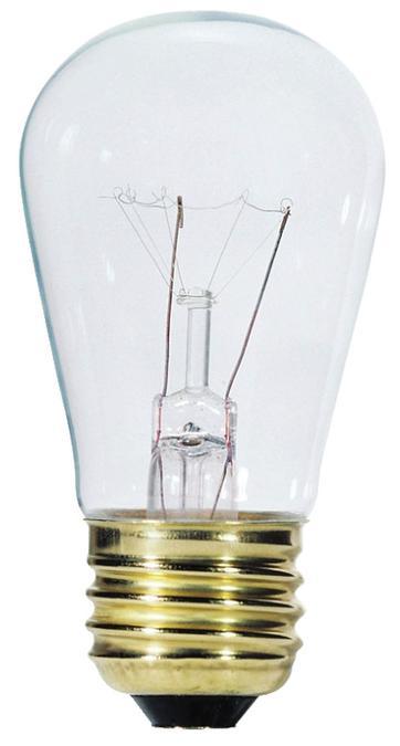 11W S14 Incandescent Clear E26 (Medium) Base, 130 Volt, Card