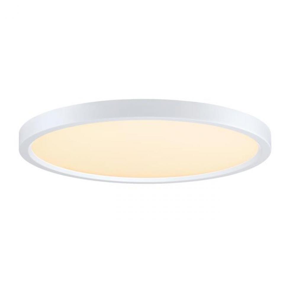15 in. 30W Dimmable LED Flush with Color Temperature Selection White Finish White Acrylic Shade