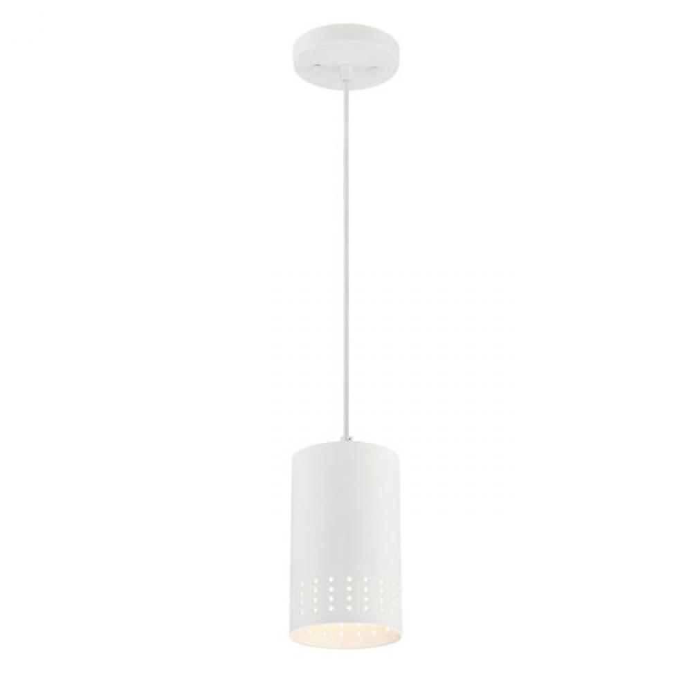 Mini Pendant Matte White Finish Perforated Metal Shade