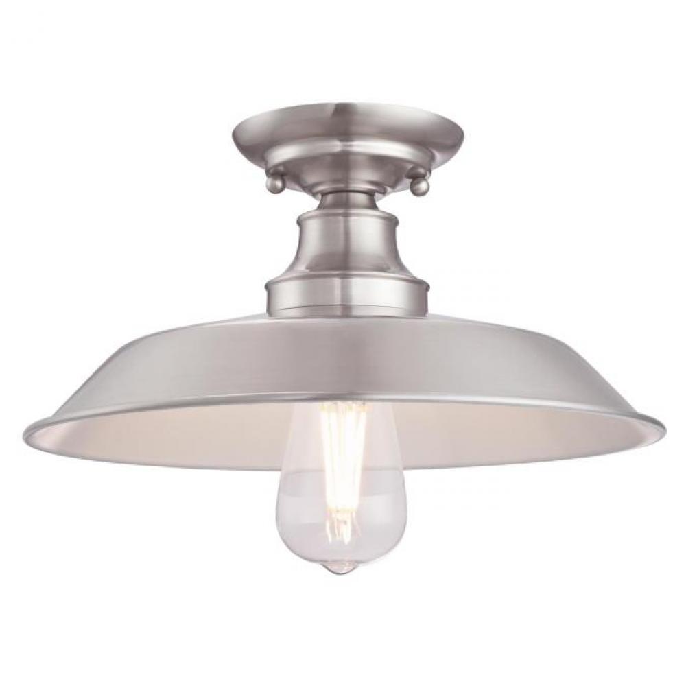 12 in. 1 Light Semi-Flush Brushed Nickel Finish