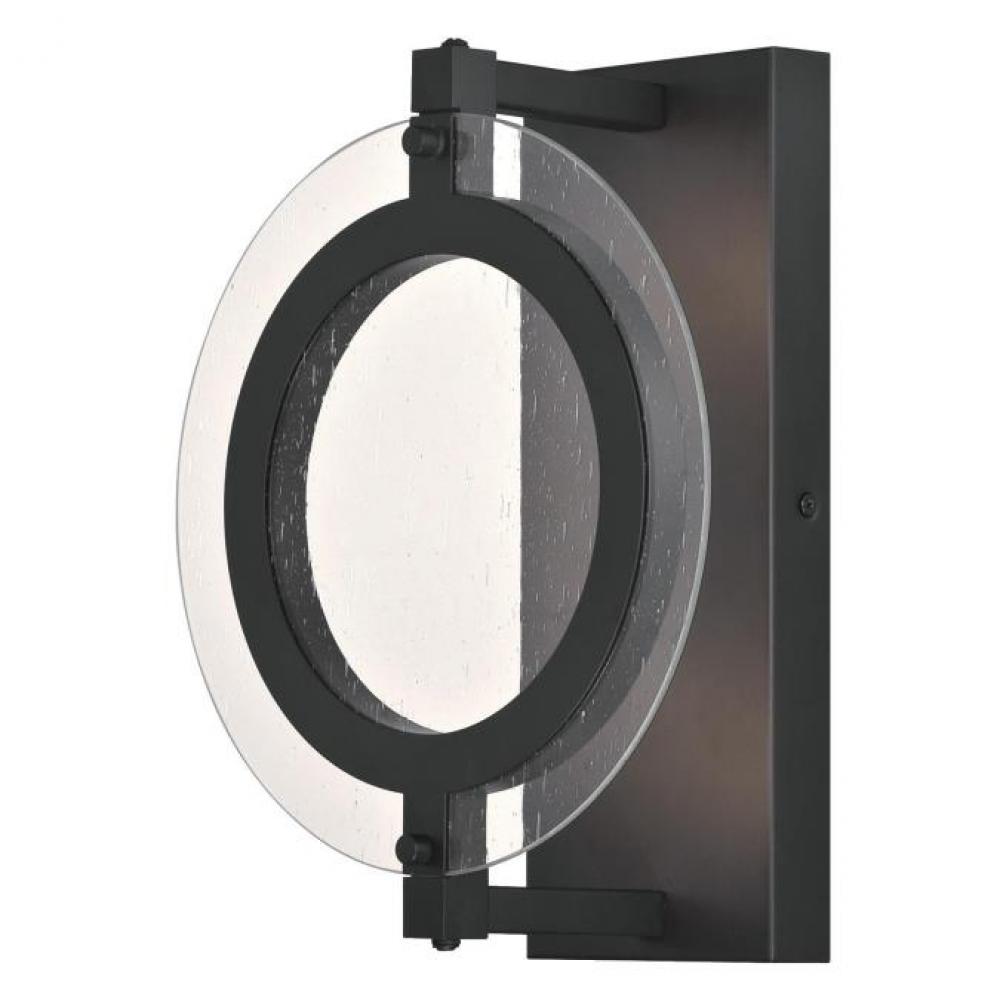 Dimmable LED Wall Fixture Matte Black Finish Clear Seeded Glass