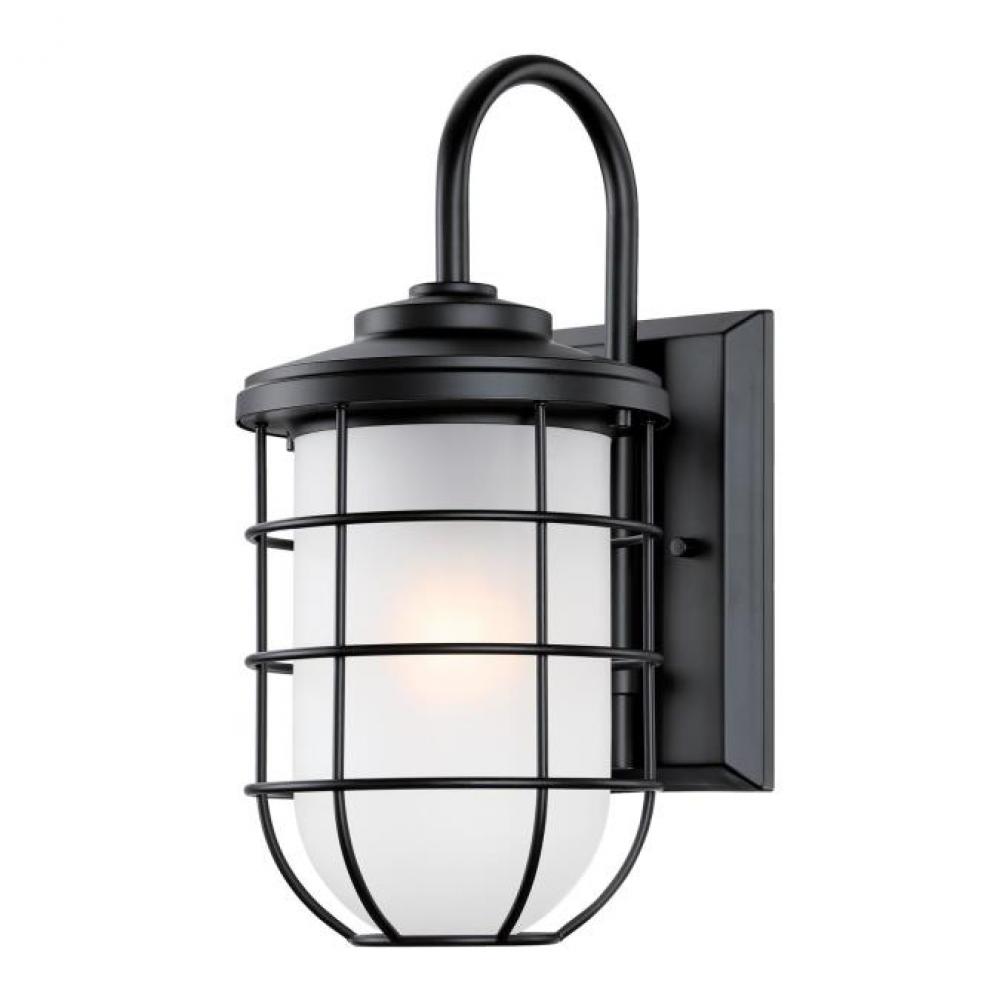 Wall Fixture Matte Black Finish Frosted Glass