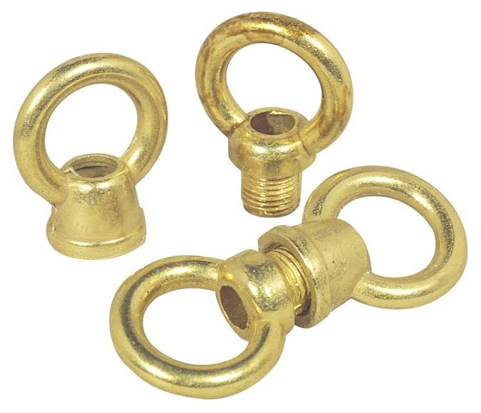 Two 1" Diameter Female and Male Loops Brass Finish