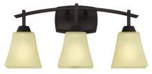 Westinghouse 6307500 - 3 Light Wall Fixture Oil Rubbed Bronze Finish Amber Linen Glass
