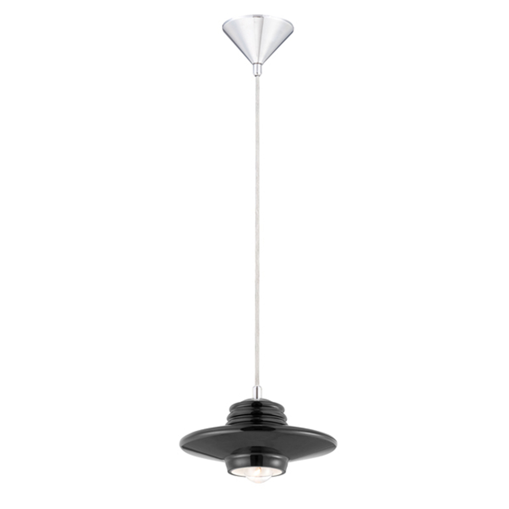 Disco, 1Lt Pendant, Large, Chrome/Black