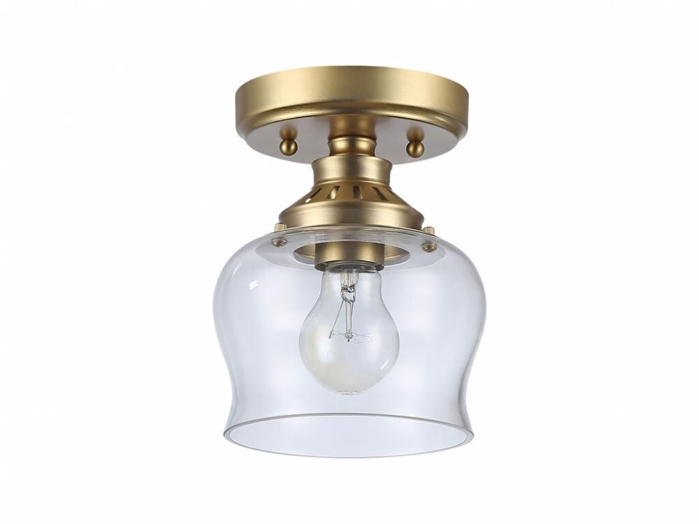 Daphne 1-Light Semi-Flush in Brushed Champagne Bronze with Clear Glass