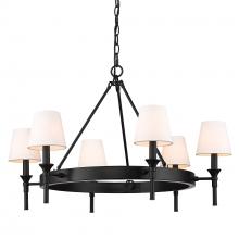 Golden 1020-6 BLK-MWS - Edinburgh 6 Light Chandelier in Matte Black with Modern White Shade