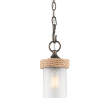 Golden 1048-M1L GMT-CS - Chatham Mini Pendant in Gunmetal Bronze with Clear Sandblasted Glass