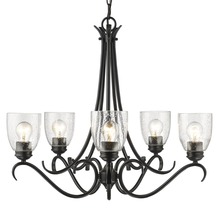 Golden 8001-5 BLK-SD - Parrish 5 Light Chandelier in Matte Black with Seeded Glass