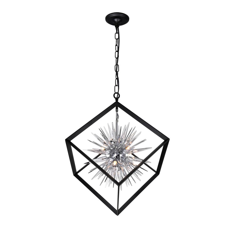 Starburst 6 Light Chandelier With Chrome & Black Finish