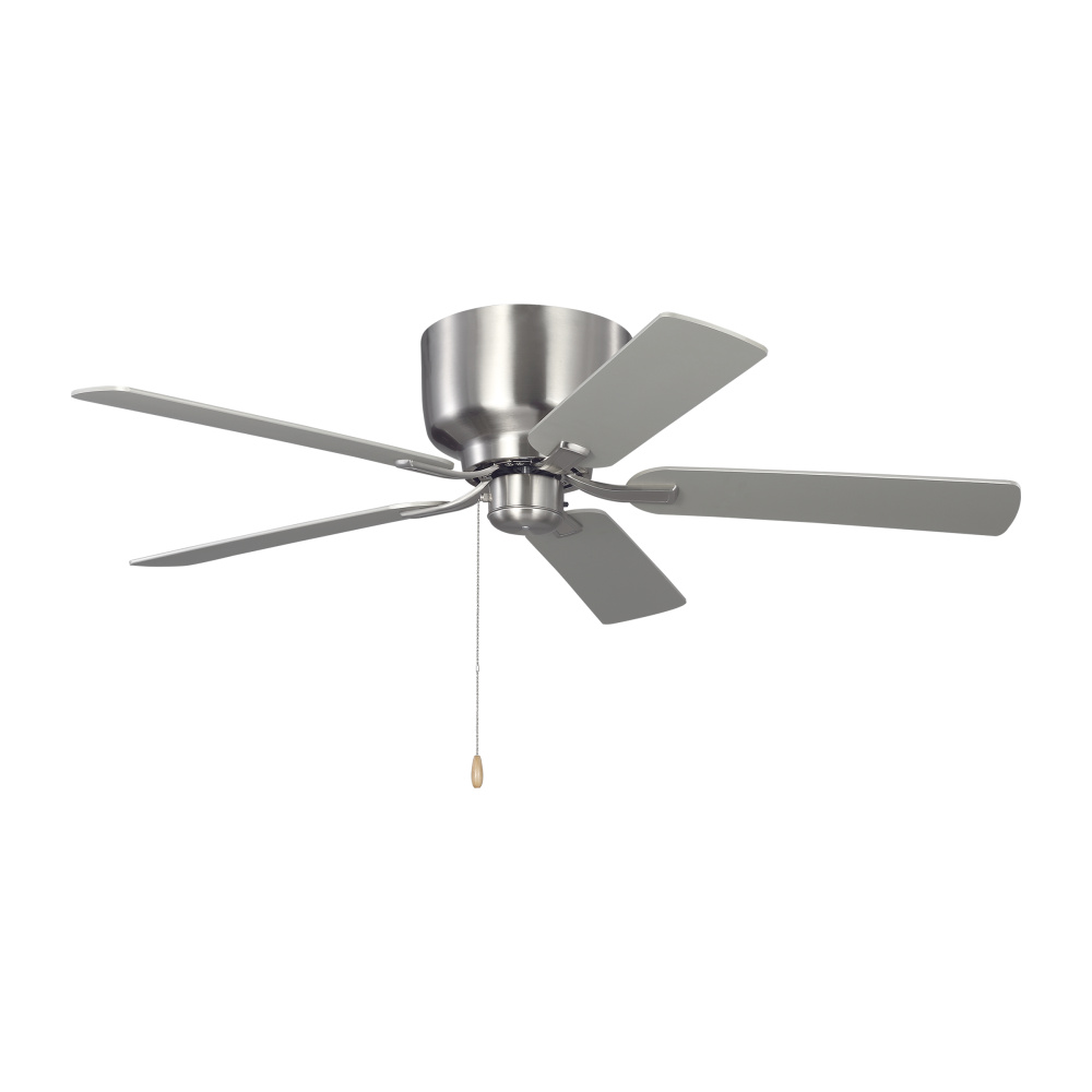 Linden 52 Hugger Ceiling Fan in Brushed Steel with Silver / American Walnut Reversible Blades