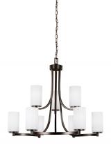 Generation Lighting 3139109-710 - Hettinger transitional 9-light indoor dimmable ceiling chandelier pendant light in bronze finish wit