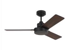 Generation Lighting 3JVR44MBK - Jovie 44" Indoor/Outdoor Midnight Black Ceiling Fan with Wall Control and Manual Reversible Moto