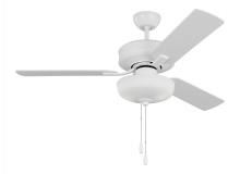 Generation Lighting 3LD48RZWD - Linden 48'' traditional dimmable LED indoor matte white ceiling fan with light kit and rever