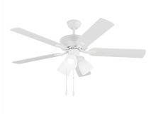 Generation Lighting 5LD52RZWF - Linden 52 Inch Traditional Indoor Matte White LED Dimmable Dual Mount Hugger Ceiling Fan