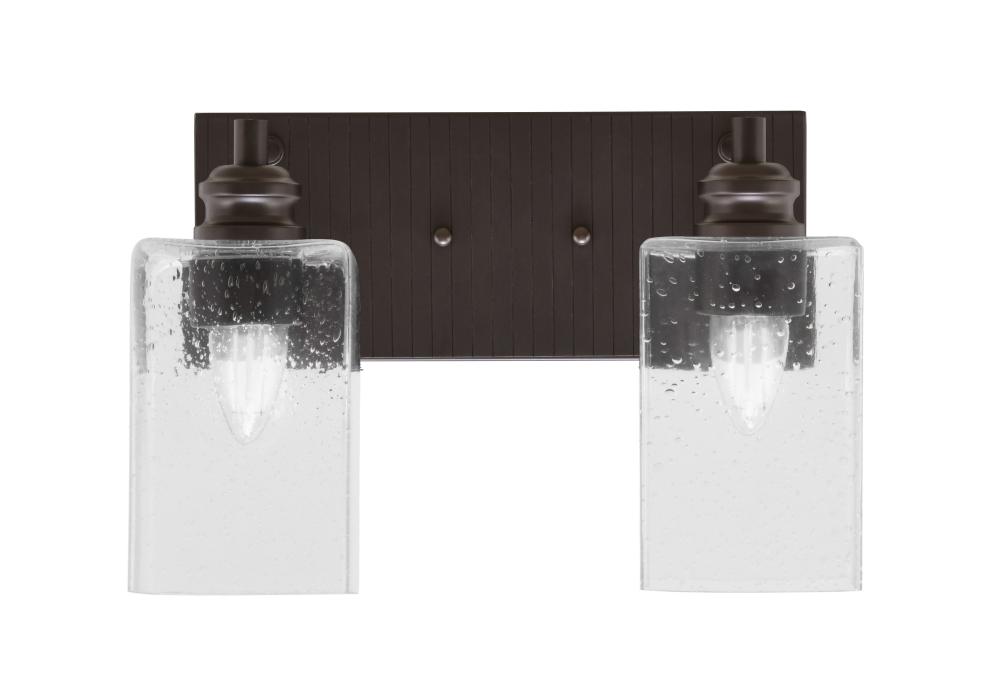 Edge 2 Light Bath Bar, Espresso Finish, 4" Clear Bubble Glass