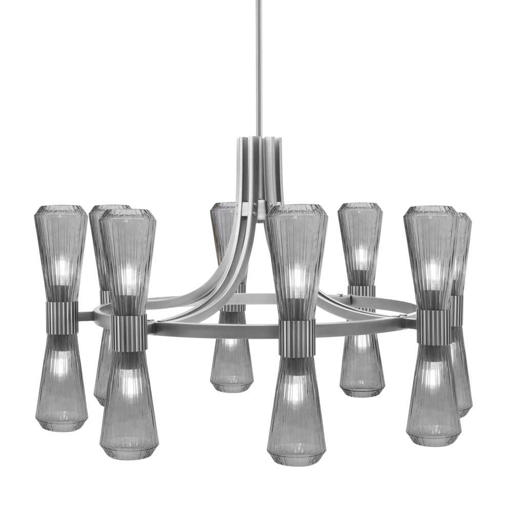 Everleigh 16 Light Chandelier Shown in Graphite Finish with 4" Smoke Glass