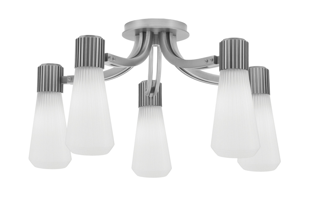 Everleigh 5 Light Semi-Flush Shown in Graphite Finish with 4" White Glass