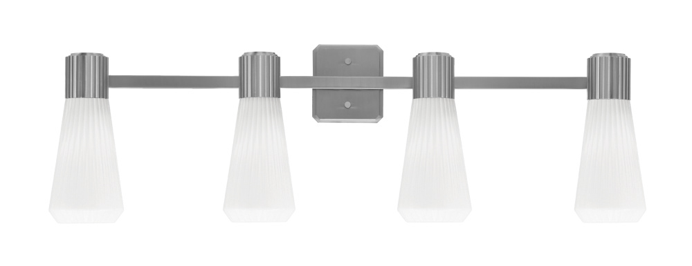 Everleigh 4 Light Bath Bar Shown in Graphite Finish with 4" White Glass