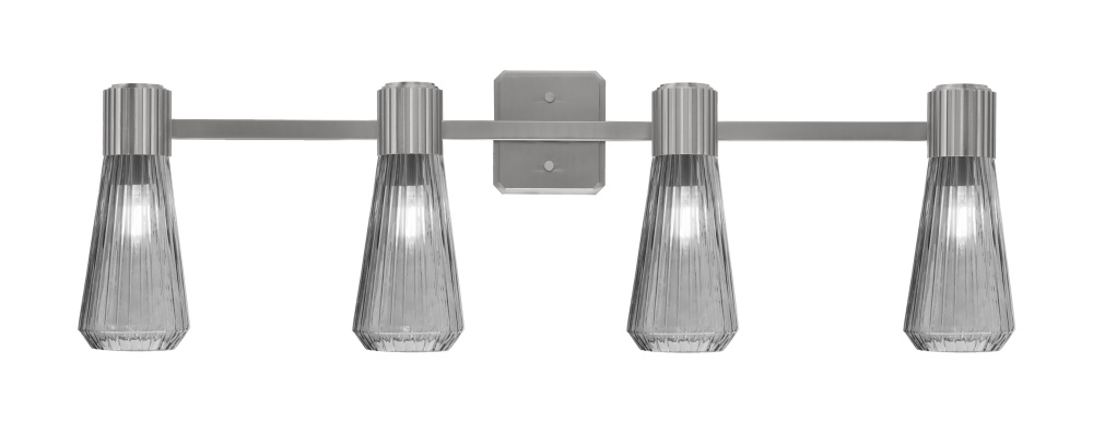 Everleigh 4 Light Bath Bar Shown in Graphite Finish with 4" Smoke Glass