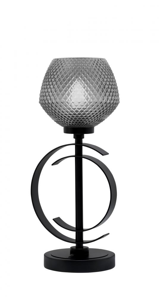Accent Lamp, Matte Black Finish, 5" Smoke Textured Glass