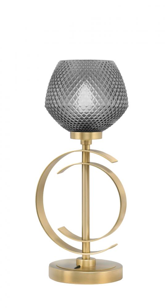 Accent Lamp, New Age Brass Finish, 6" Smoke Textured Glass